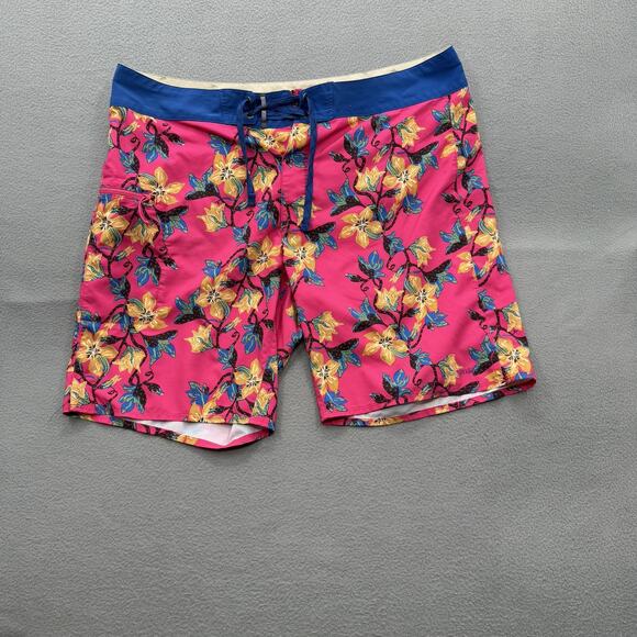 Patagonia Board Shorts Mens 36 Pink Floral Drawstring Quick Dry Swim Bottoms - Picture 1 of 7